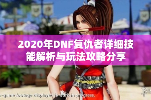 2020年DNF复仇者详细技能解析与玩法攻略分享