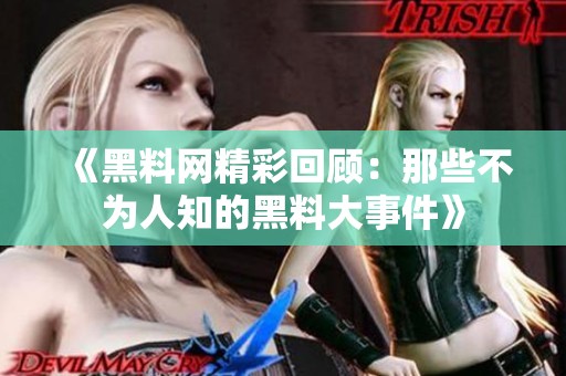 《黑料网精彩回顾：那些不为人知的黑料大事件》