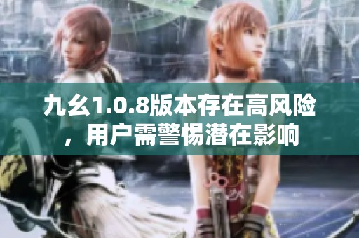 九幺1.0.8版本存在高风险，用户需警惕潜在影响