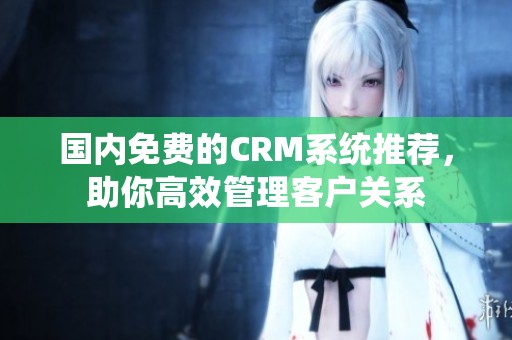 国内免费的CRM系统推荐，助你高效管理客户关系