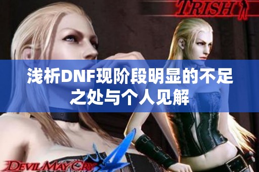浅析DNF现阶段明显的不足之处与个人见解
